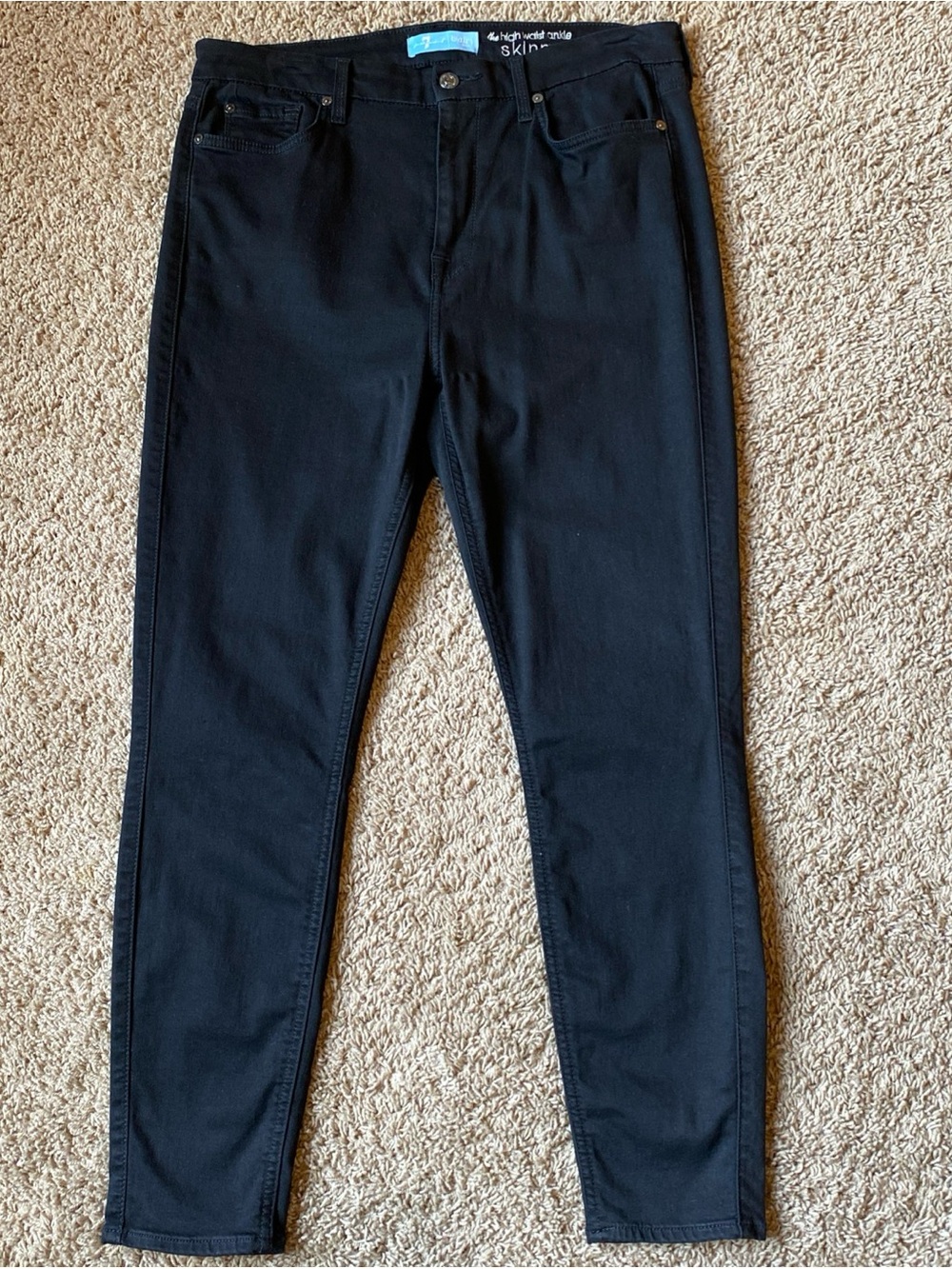 7 for all mankind Women's Skinny Jeans Size 31 Black Denim High Waist Stretch